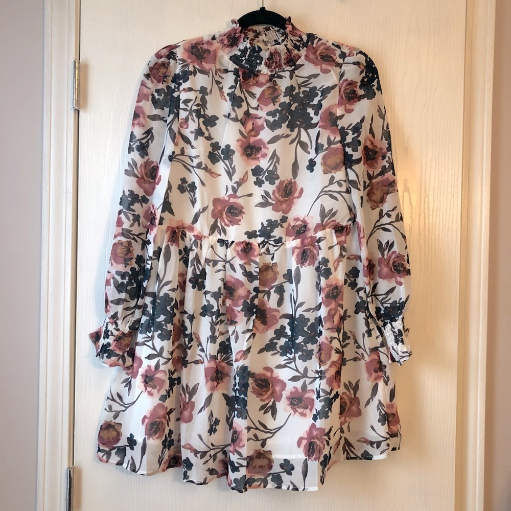 NEW Floral Mock Neck Babydoll Dress